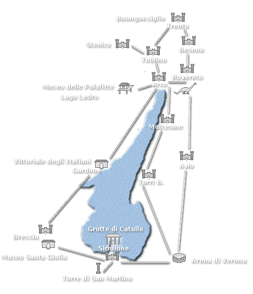 Lago di Garda mappa dei siti storici Lago di Garda mappa dei siti storici